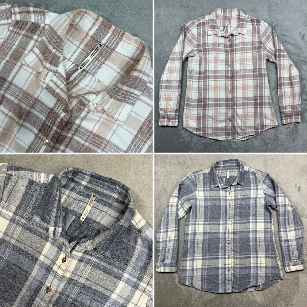 Kuhl Flannel Button Up Shirt Women's Medium Long Sleeve Plaid Gorpcore Lot of 2